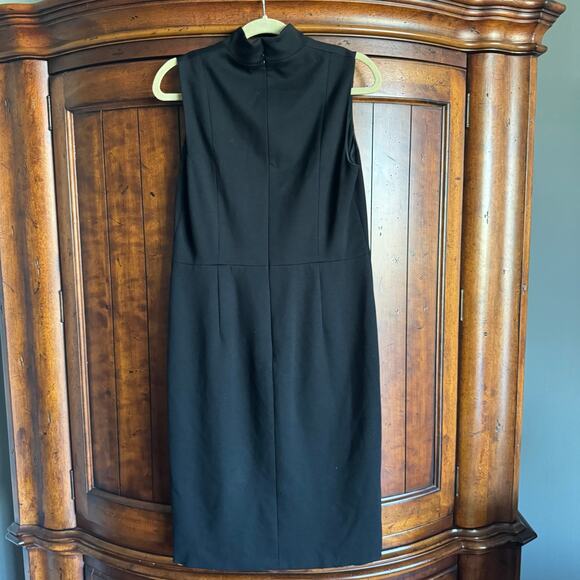 Akris Punto Black Sleeveless Fauz Wrap Sheath Slit Dress 10 - Picture 2 of 10